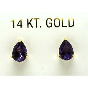 Genuine 1.56 Cts Amethyst Stud Earrings 14k Gold